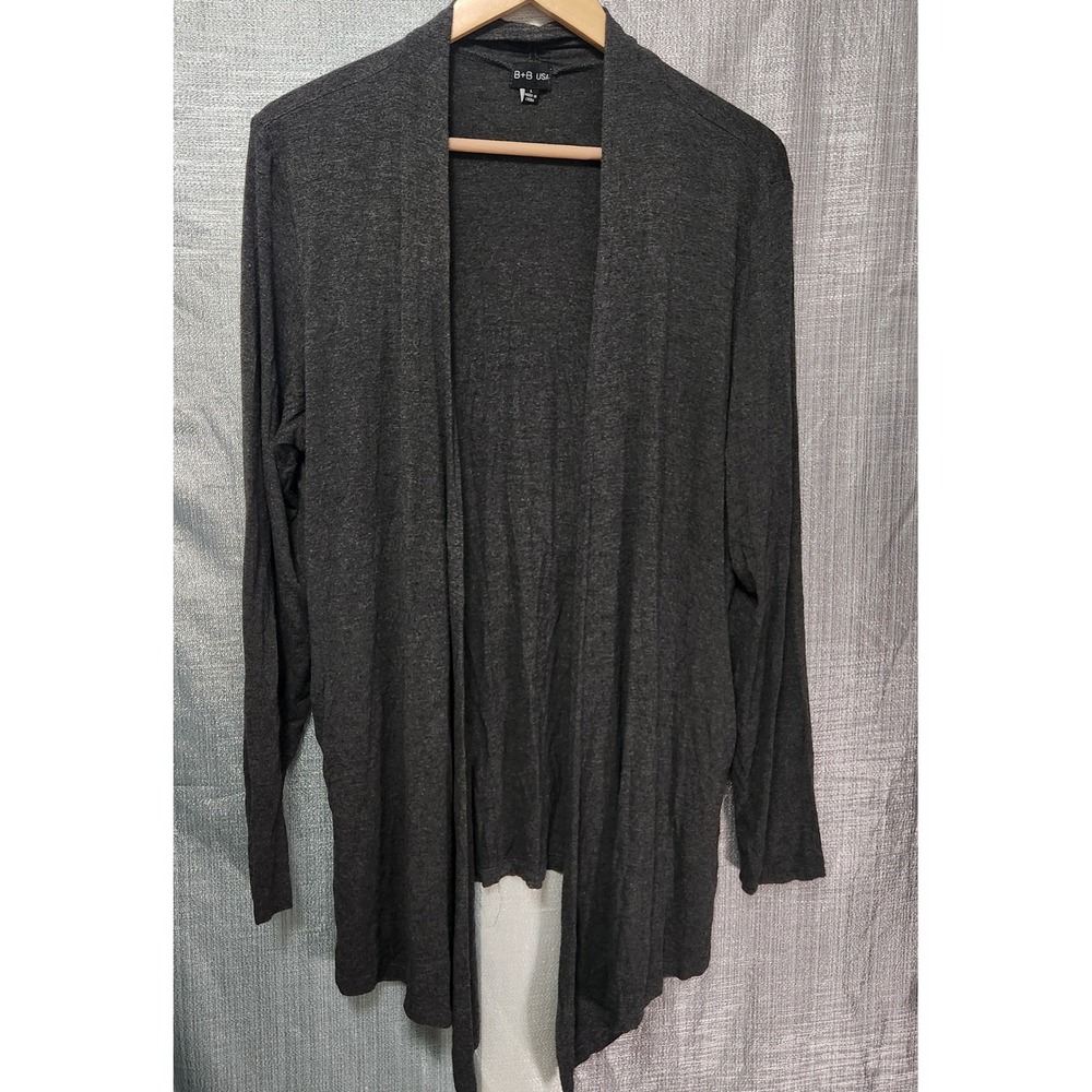 Womens Gray Open Front Draped Cardigan Pockets L Corporate Workwear Lightweight